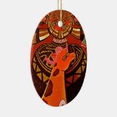 Giraffe mit zwei Ponytails Kunst Keramikornament (Rechts)