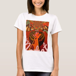 Giraffe mit zwei Ponytails Kunst T-Shirt