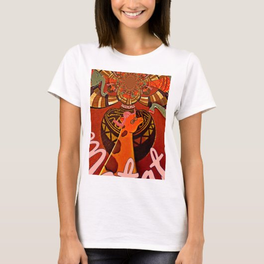 Giraffe mit zwei Ponytails Kunst T-Shirt (Vorderseite)