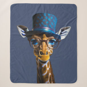 Giraffe mit Zylinder und Brille Sherpadecke