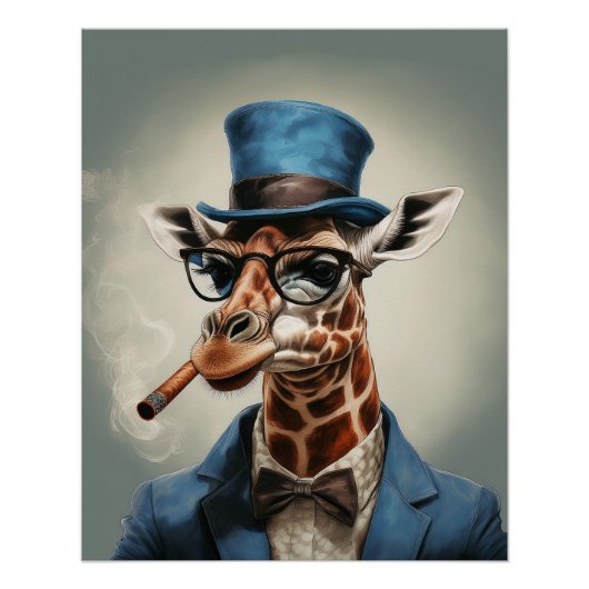 Giraffe mit Zylinder und Jacke Poster (Vorderseite)