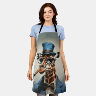 Giraffe mit Zylinder und Jacke Schürze