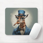 Giraffe mit Zylinderhut, der eine Zigarre raucht Mousepad (Mit Mouse)