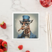 Giraffe mit Zylinderhut und Zigarre Serviette (Beispiel)