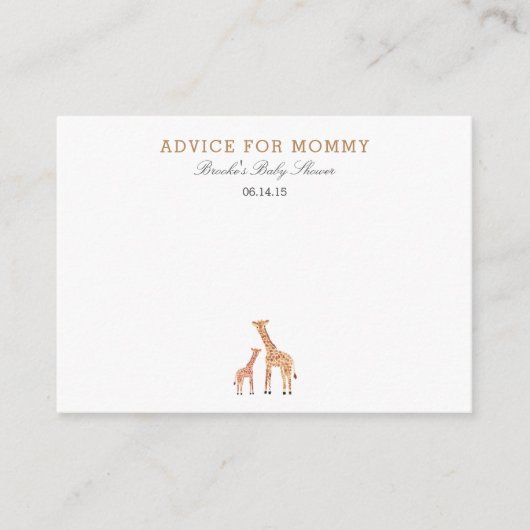 Giraffe Mommy Advice Cards Hinweiskarte (Vorderseite)