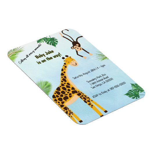 Giraffe & Monkey Safari oder Zoo Party Einladung Magnet (Rechte Seite)