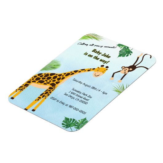 Giraffe & Monkey Safari oder Zoo Party Einladung Magnet (Linke Seite)