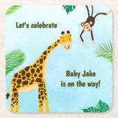Giraffe & Monkey Safari oder Zoo Party Tier Rechteckiger Pappuntersetzer (Vorderseite)