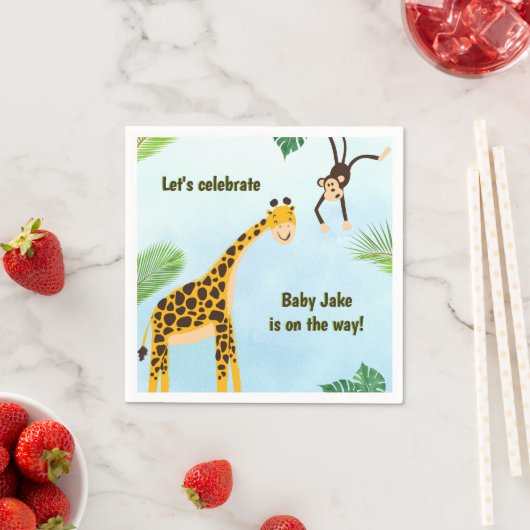 Giraffe & Monkey Safari oder Zoo Party Tier Serviette (Beispiel)