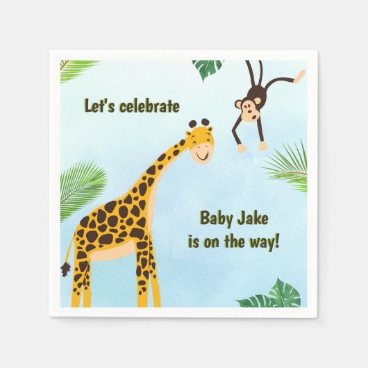 Giraffe & Monkey Safari oder Zoo Party Tier Serviette (Vorderseite)