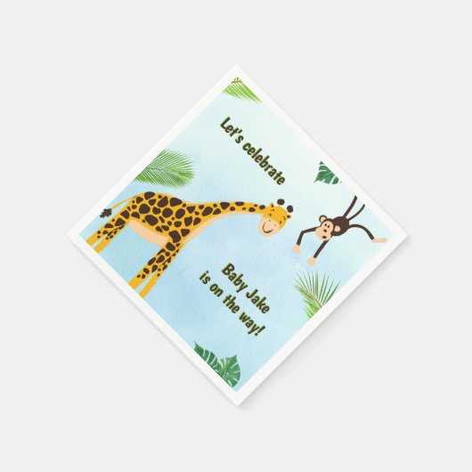 Giraffe & Monkey Safari oder Zoo Party Tier Serviette (Ecke)