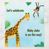 Giraffe & Monkey Safari oder Zoo Party Tier Weinetikett (Einzelnes Label)
