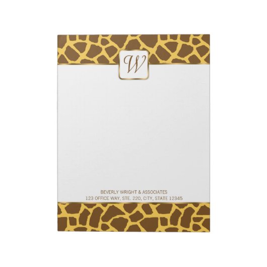 Giraffe Monogram Personalisiert Notepad Notizblock (Rotiert)