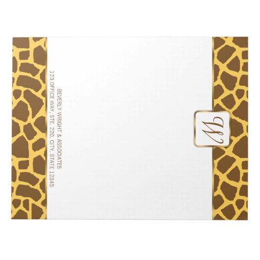 Giraffe Monogram Personalisiert Notepad Notizblock (Vorderseite)