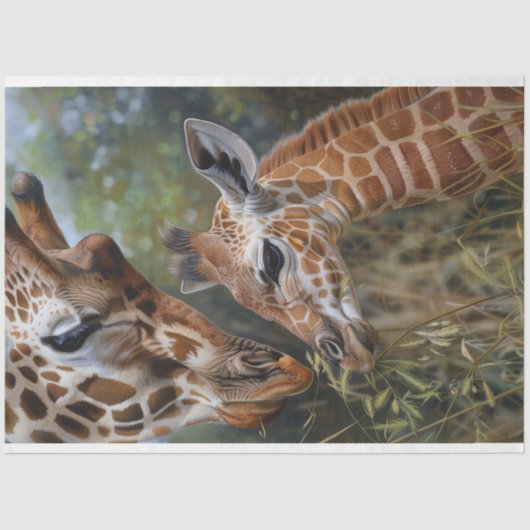 Giraffe Mother Baby Nah Up Decoupage Seidenpapier (Vorderseite)