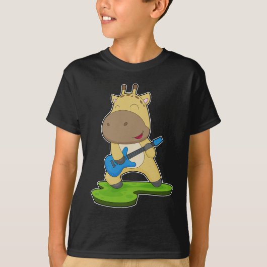 Giraffe Musician Gitarre T-Shirt (Vorderseite)