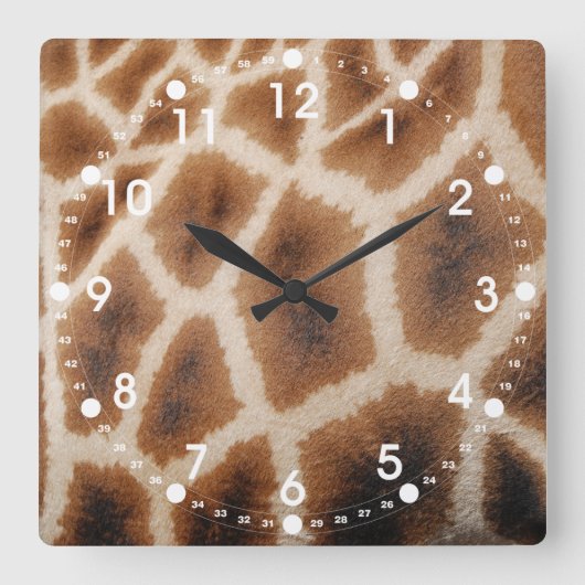 Giraffe-Muster-Geschenk für Wildtiere Quadratische Wanduhr (Vorderseite)