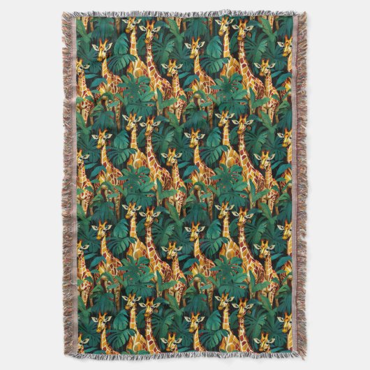 Giraffe Muster in einem grünen Dschungel Decke (Vorderseite Vertikal)