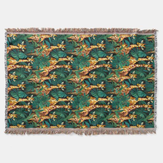 Giraffe Muster in einem grünen Dschungel Decke (Vorderseite)