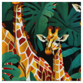 Giraffe Muster in einem grünen Dschungel Stoff (Nahaufnahme)