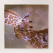 Giraffe Mutter Liebe Pastellfarben zeitgenössische Puzzle (Horizontal)
