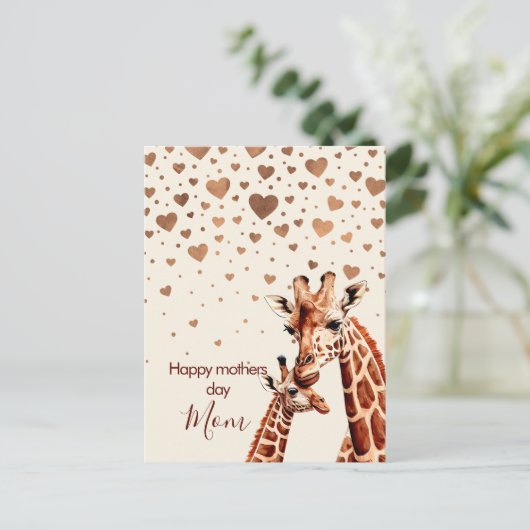 Giraffe Mütter Tag, glücklicher Muttertag Postkarte (Stehend Vorderseite)