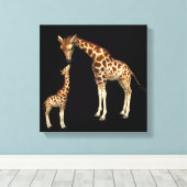 Giraffe Mutter und Baby Giraffe Leinwanddruck (Insitu (Holzboden))