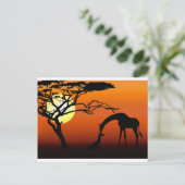 Giraffe Mutter und Baby in African Sunset Postkarte (Stehend Vorderseite)