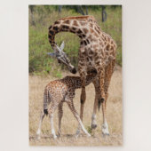 Giraffe Mutter und Baby in Kenia Puzzle (Vertikal)
