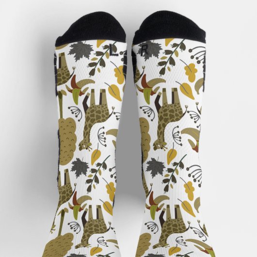 Giraffe nahtlose gelbe, große, weiße Verpackung Socken (Oben)
