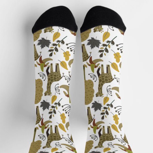 Giraffe nahtlose gelbe, große, weiße Verpackung Socken (Oben)