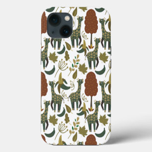 Giraffe nahtloses Muster farbenfrohes Blumenmust iPhone 13 Hülle