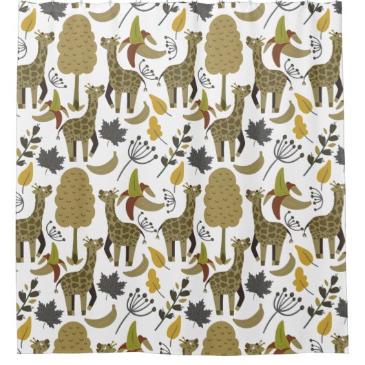 Giraffe nahtloses Muster, gelb, groß Duschvorhang (Vorderseite)