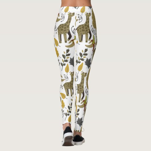 Giraffe nahtloses Muster, gelb, groß Leggings (Rückseite)