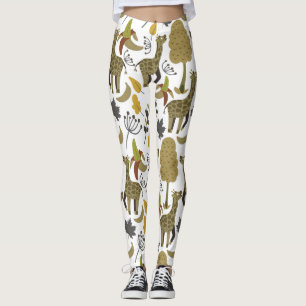 Giraffe nahtloses Muster, gelb, groß Leggings