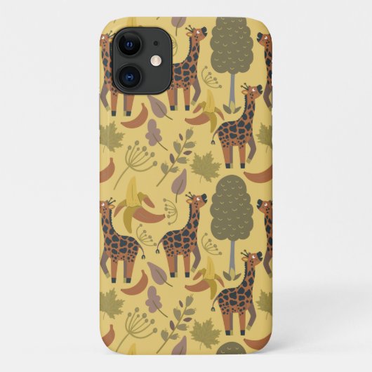 Giraffe nahtloses Muster, gelber Hintergrund Case-Mate iPhone Hülle (Rückseite)