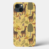 Giraffe nahtloses Muster, gelber Hintergrund Case-Mate iPhone Hülle (Rückseite)