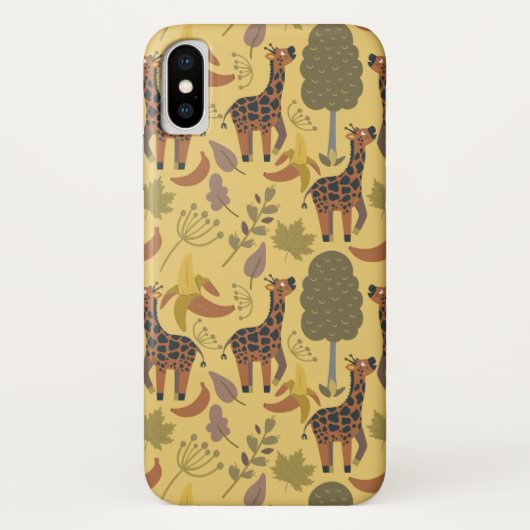 Giraffe nahtloses Muster, gelber Hintergrund Case-Mate iPhone Hülle (Rückseite)
