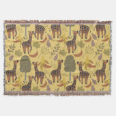 Giraffe nahtloses Muster, gelber Hintergrund Decke (Vorderseite)