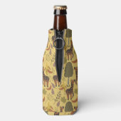 Giraffe nahtloses Muster, gelber Hintergrund Flaschenkühler (Flasche Rückseite)