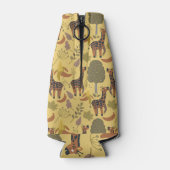 Giraffe nahtloses Muster, gelber Hintergrund Flaschenkühler (Rückseite)