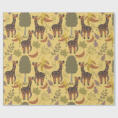 Giraffe nahtloses Muster, gelber Hintergrund Geschenkpapier (Flach)