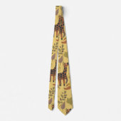 Giraffe nahtloses Muster, gelber Hintergrund Krawatte (Rückseite)