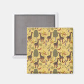 Giraffe nahtloses Muster, gelber Hintergrund Magnet (Vorderseite/Rückseite)