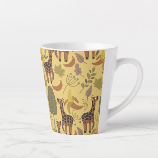 Giraffe nahtloses Muster, gelber Hintergrund Milchtasse (Rechts)