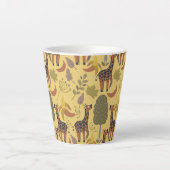 Giraffe nahtloses Muster, gelber Hintergrund Milchtasse (Vorderseite)