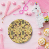 Giraffe nahtloses Muster, gelber Hintergrund Pappteller (Party)
