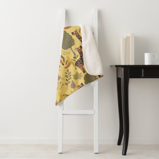 Giraffe nahtloses Muster, gelber Hintergrund Sherpadecke (Beispiel)