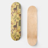 Giraffe nahtloses Muster, gelber Hintergrund Skateboard (Vorderseite)