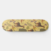 Giraffe nahtloses Muster, gelber Hintergrund Skateboard (Horizontal)